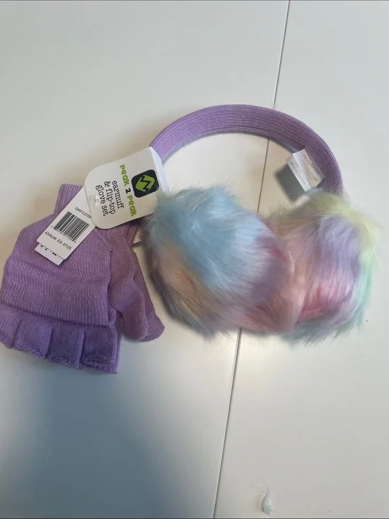 Peek 2 Peak Pastel Faux-Fur Earmuffs with Lavender Headband