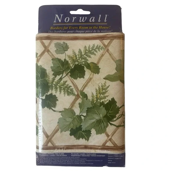4 Pks Vintage Norwall Prepasted Wallpaper Border  Vines & Leafs