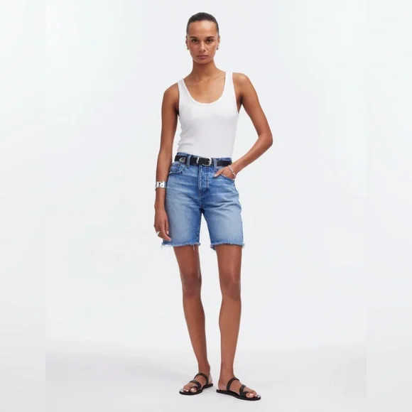 Madewell Long Denim Shorts in Pedersen Wash • size 27 • NWT• Pedersen Wash
