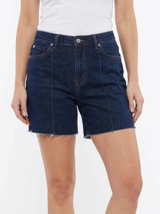 JUDY BLUE • High Rise Raw Hem Denim Shorts Dark Wash Women’s Size 15/32