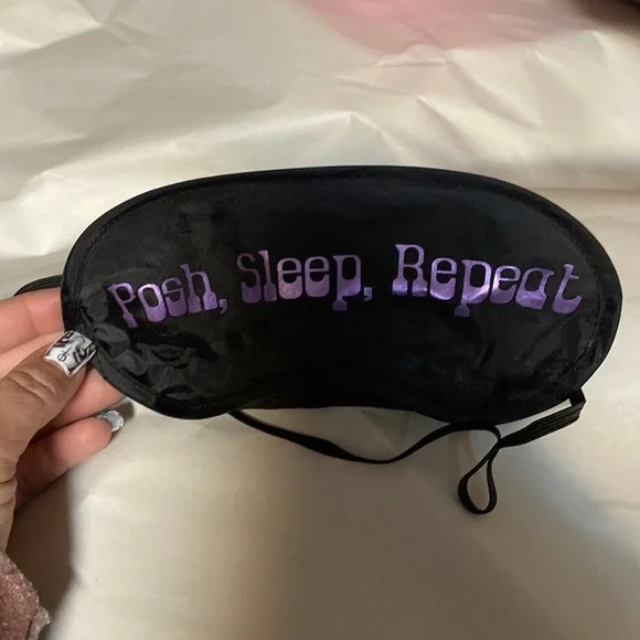 BLACK Handmade Sleeping masks with says on them