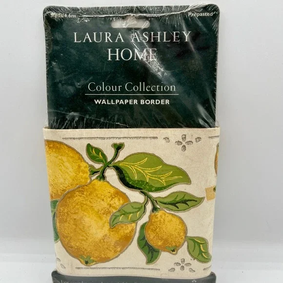 New Old Stock Laura Ashley Lemon Grove Wallpaper Border‎ Prepasted 5 Yards Vtg.