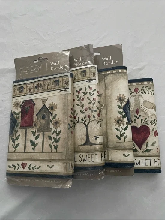 Vintage Hometrends Wallpaper Border “Home Sweet Home” Lot of (4) 7” wide x 5 Yds