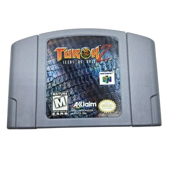 Acclaim Turok 2 Seeds of Evil Nintendo 64 N64 Gray Game Cartridge‎ NUS-006 USA