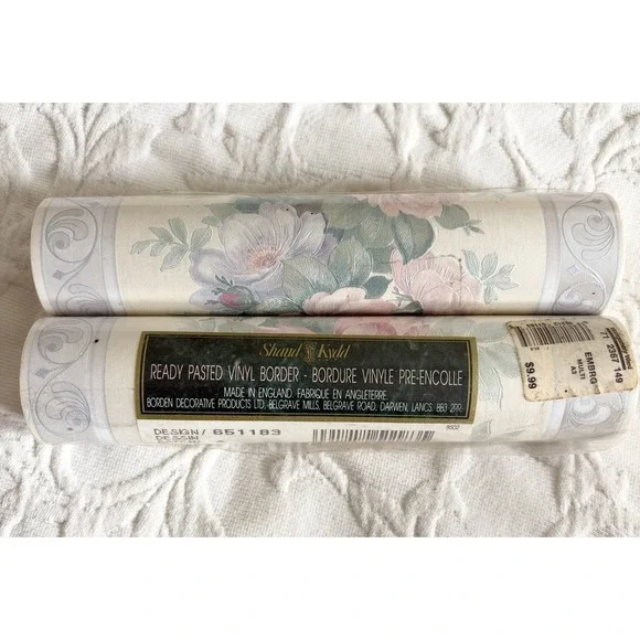 Vtg Lot 2 Shand Kydd Floral Wallpaper Border Cottagecore 651183 80s Grandma NOS