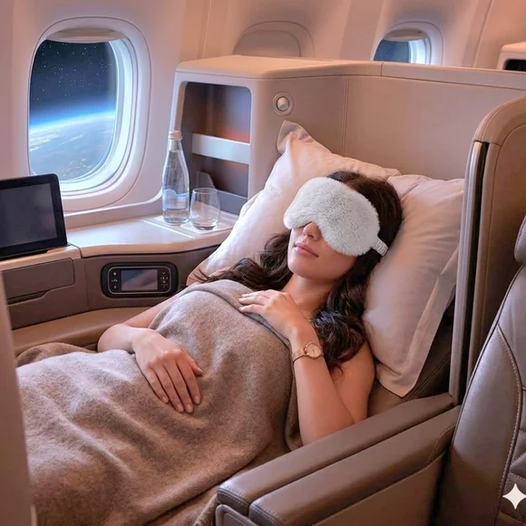 Luxurious Plush Satin Faux Fur Eye Cover Rest Meditation Travel Dry Eye Sleeping