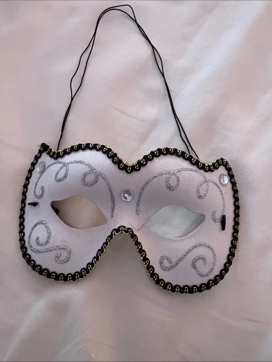 Pink Glitter Venetian Eye Mask with Black Trim
