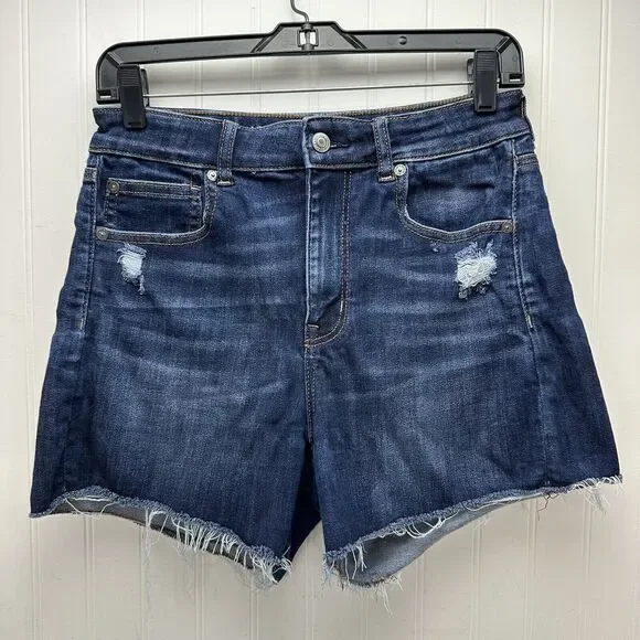 American Eagle Shorts Super Hi-Rise Shortie 8 Next Level Denim Jean Distress