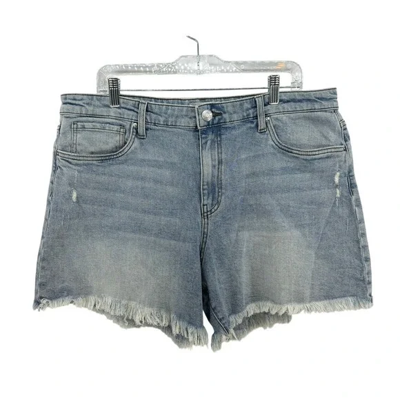 Kut from the‎ Kloth Jane Long Denim Shorts Women 16 High Rise Frayed Distressed