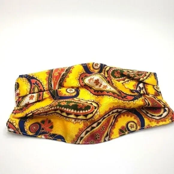 Gold Paisley satin face mask