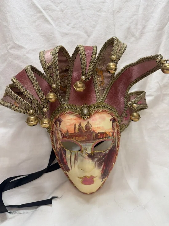 Handmade Venetian jester  Carnival Mask Italy vintage hand painted