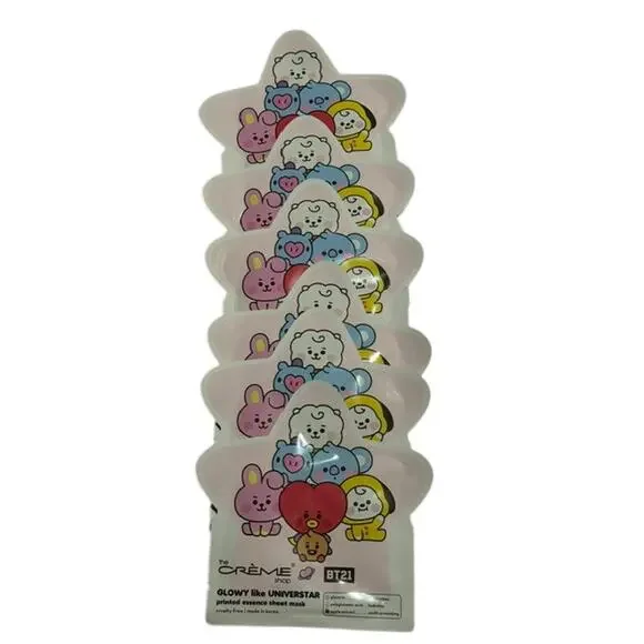 6 Pack BT21 The Crème Shop Glowy Like Universtar Essence Sheet Face Masks NIP