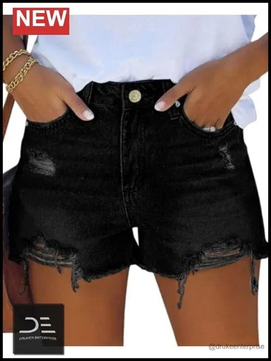 Mid Rise Stretchy Cut Off Denim Shorts Distressed Ripped Jean Shorts