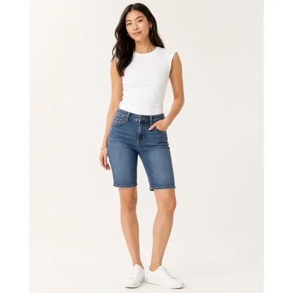 Banana Republic Women’s Petite Denim Bermuda Shorts Size 24/00P Stretch Blue