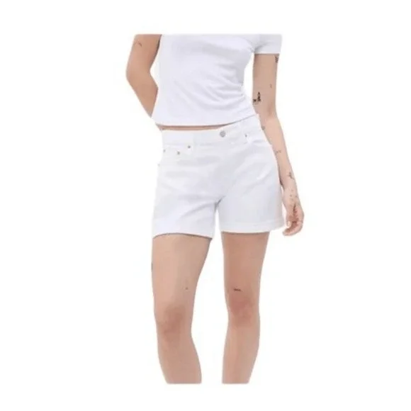 Gap‎ 1969 Original 5 Pocket Jean Shorts High Rise White Cuffed Denim 12