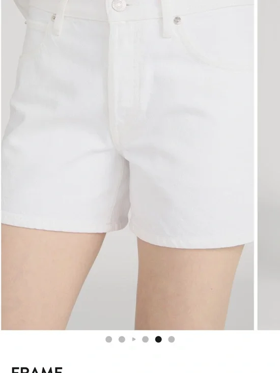 Frame Classic White The Long Hang Women's 100% Rigid CottonDenim Shorts