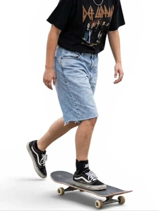 Vintage 90s Baggy Denim Jorts Distressed Cut Off Jean Shorts 35