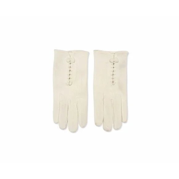 Vintage Children's White Nylon Gloves Embroidered Cutouts Mother’s Day Gift