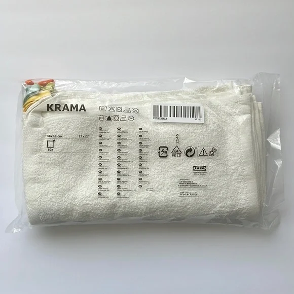 IKEA KRAMA Washcloth, white 12x12 