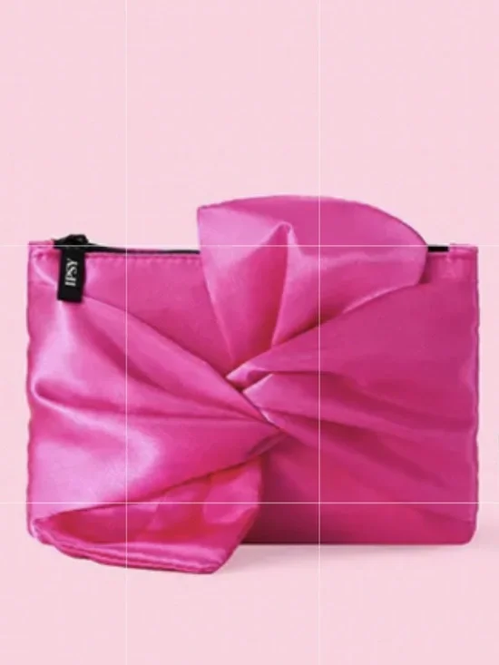 Ipsy Hot Pink Satin Cosmetic Glam Bag