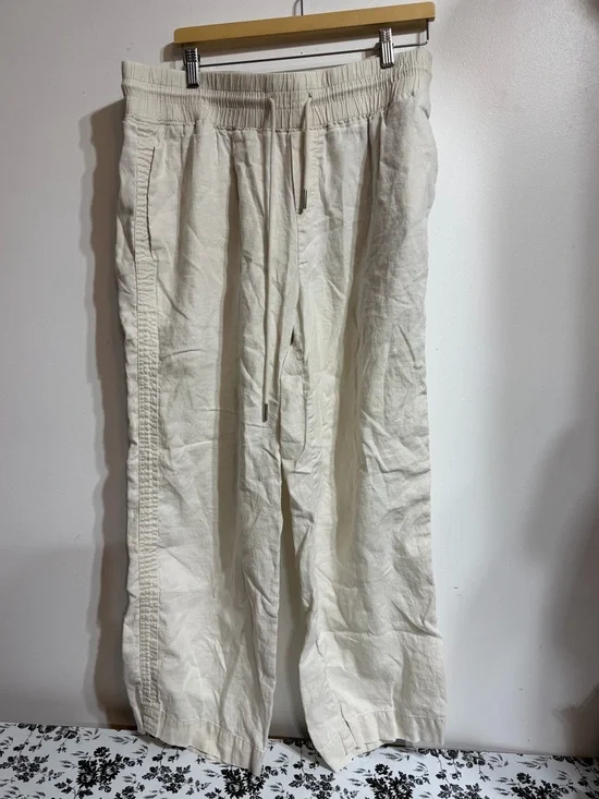 Quince 100% European Linen Wide-Leg Pull-On Pants Cream Off White XL