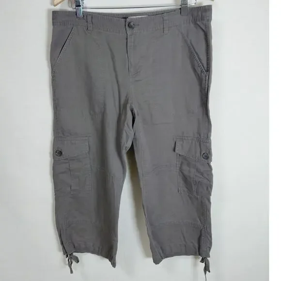 LA9 Banana Republic Safari Linen Blend Gray  Leg Cargo Pants Women Size 12