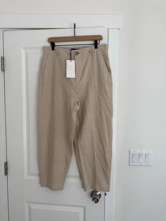 Zara Women's Linen Straight-Leg Chinos