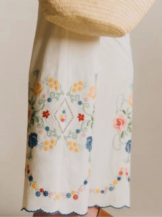 NWT SEZANE FAUSTO TROUSERS SPRING PLACED EMBROIDERY