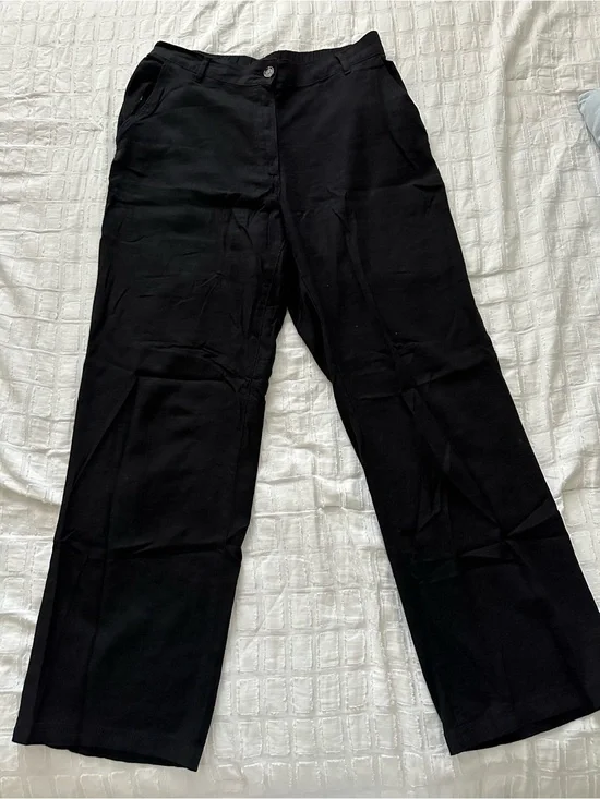 H&M Black Linen-Blend Trousers