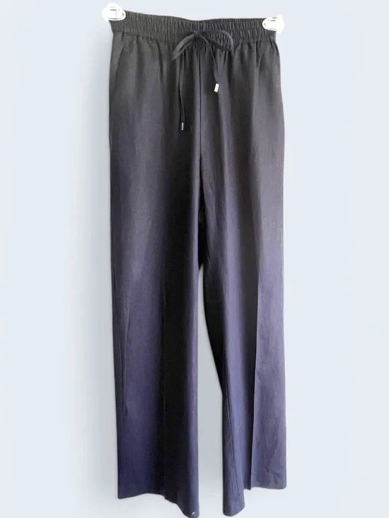 Zara Navy Blue Linen/Viscose Straight Leg Pants Size XS