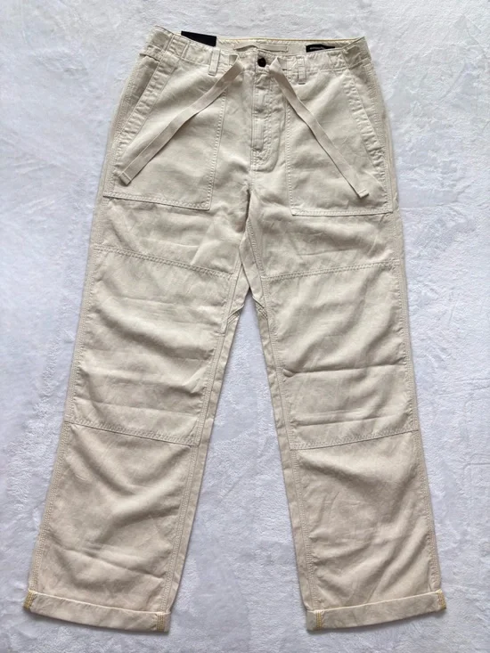 BANANA REPUBLIC Relaxed Fit Rolled Cuff Mid Rise Cotton Linen Pants--NWT--32L