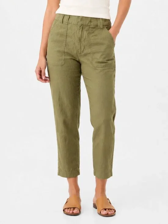 Banana Republic Linen Cotton Blend Utility Slim Pants in Olive Green Size 8