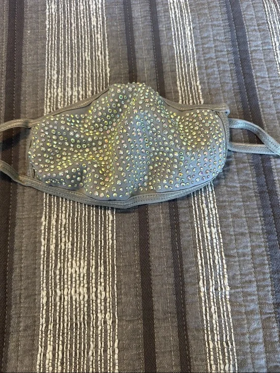NWOT Rhinestone Embellished Gray Women's Face Mask