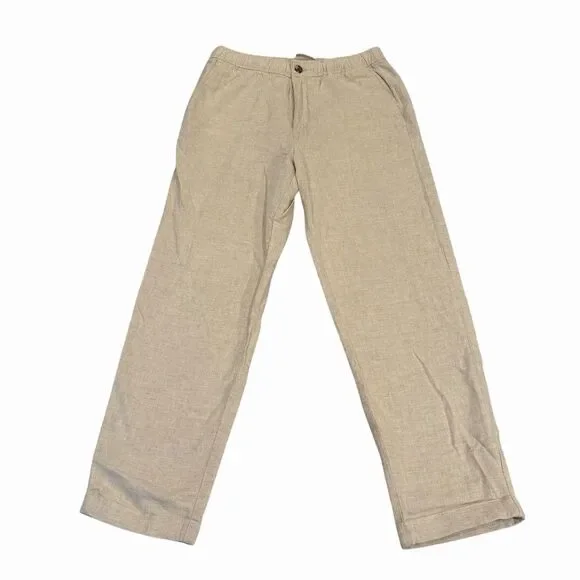 H&M Linen Blend Cropped Pants Womens‎ Small Beige Basic Flowy Coastal NWT