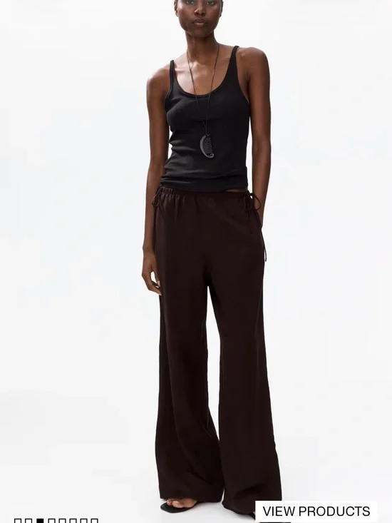 H&M Linen-Blend Drawstring Pants