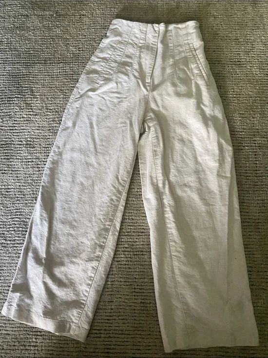 Zara high-Waist Wide-Leg  cotton linen blend  24” inseam for a cropped leg