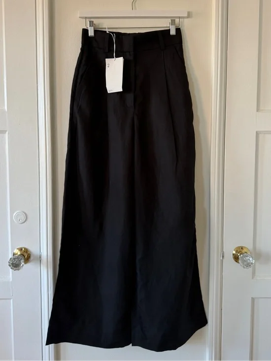 COS *NWT* Linen Blend Wide Leg Trouser in Black - 2