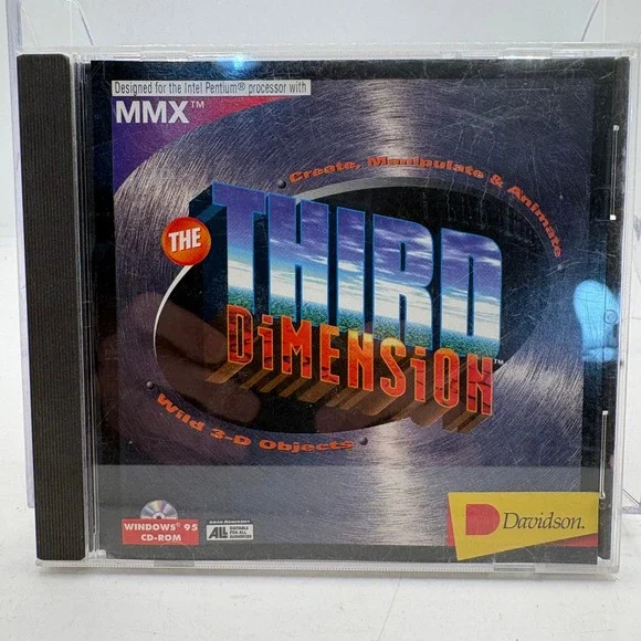The Third Dimension Davidson Windows‎ 95 PC CD-ROM Retro 3D Modeling Software