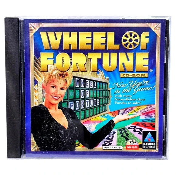 Wheel Of Fortune PC CD-ROM Win 95 98 Vintage 1998 Hasbro 99152‎ Vanna White EUC