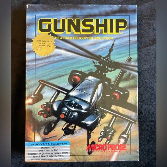 Gunship Big Box (Tandy 1000/1200/3000 IBM PC XT at) - Original Big Box