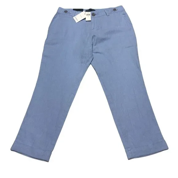 Banana Republic Linen Blend Pants Size 2 Women’s Light Blue Cropped Chino NWT