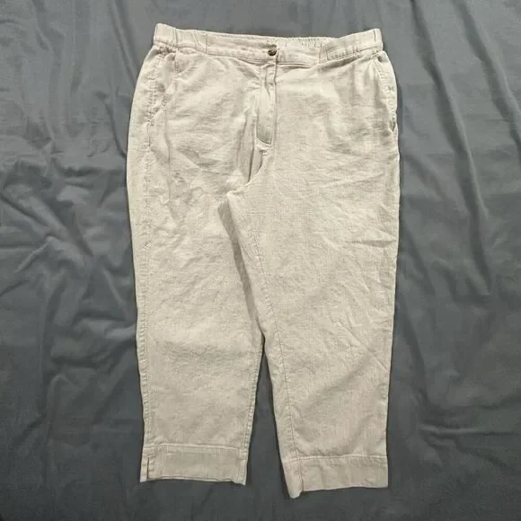 Banana Republic Pants Womens XL Beige Linen Blend Tapered High Rise Ankle Twill