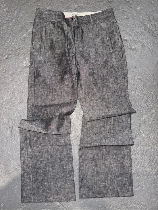 Banana Republic Heather Gray 100% Linen-Blend Dress Pants