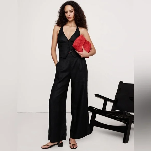 NEW! Banana Republic High-Rise Linen Wide-Leg Pant - 713500 🖥️8️⃣
