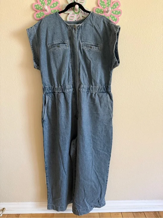 NWT Banana Republic Blue Denim Jumpsuit Size XL Tall