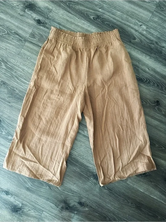 H&M Camel Elastic-Waist Wide Leg Pants