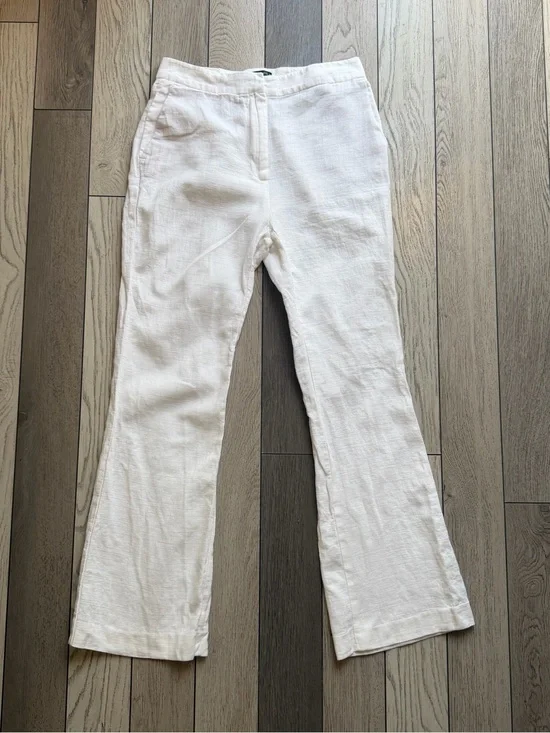 Zara Women’s White Linen-Blend Flare Pants M