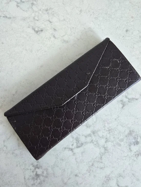 Gucci Brown Embossed GG Envelope Sunglasses Case