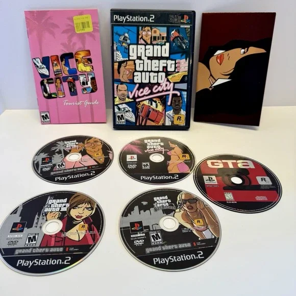 5 Game GTA Lot – PS2 Trilogy + Vice City Disc Variants‎ + GTA2 PS1