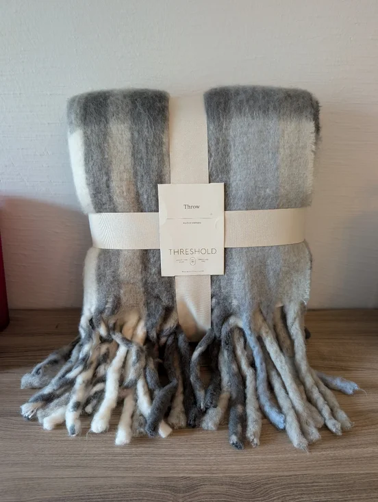 Threshold‎ Gray Fringe Throw Blanket 50